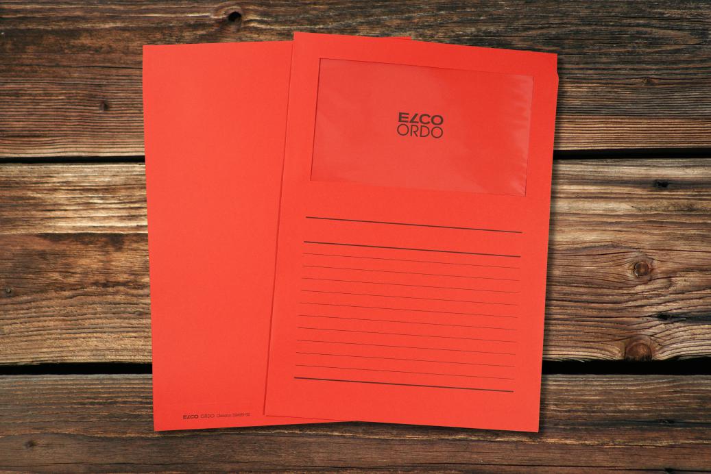 Ordnungsmappen mit Sichtfenster und Linien 220x310 mm Intensivrot 120 g/qm